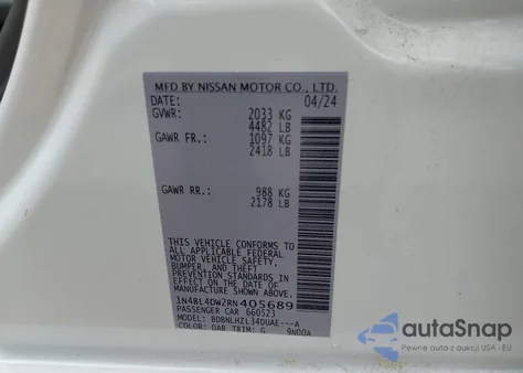 2024 Nissan Altima Sv Intelligent Awd из США, поврежденный, VIN 1N4BL4DW2RN405689